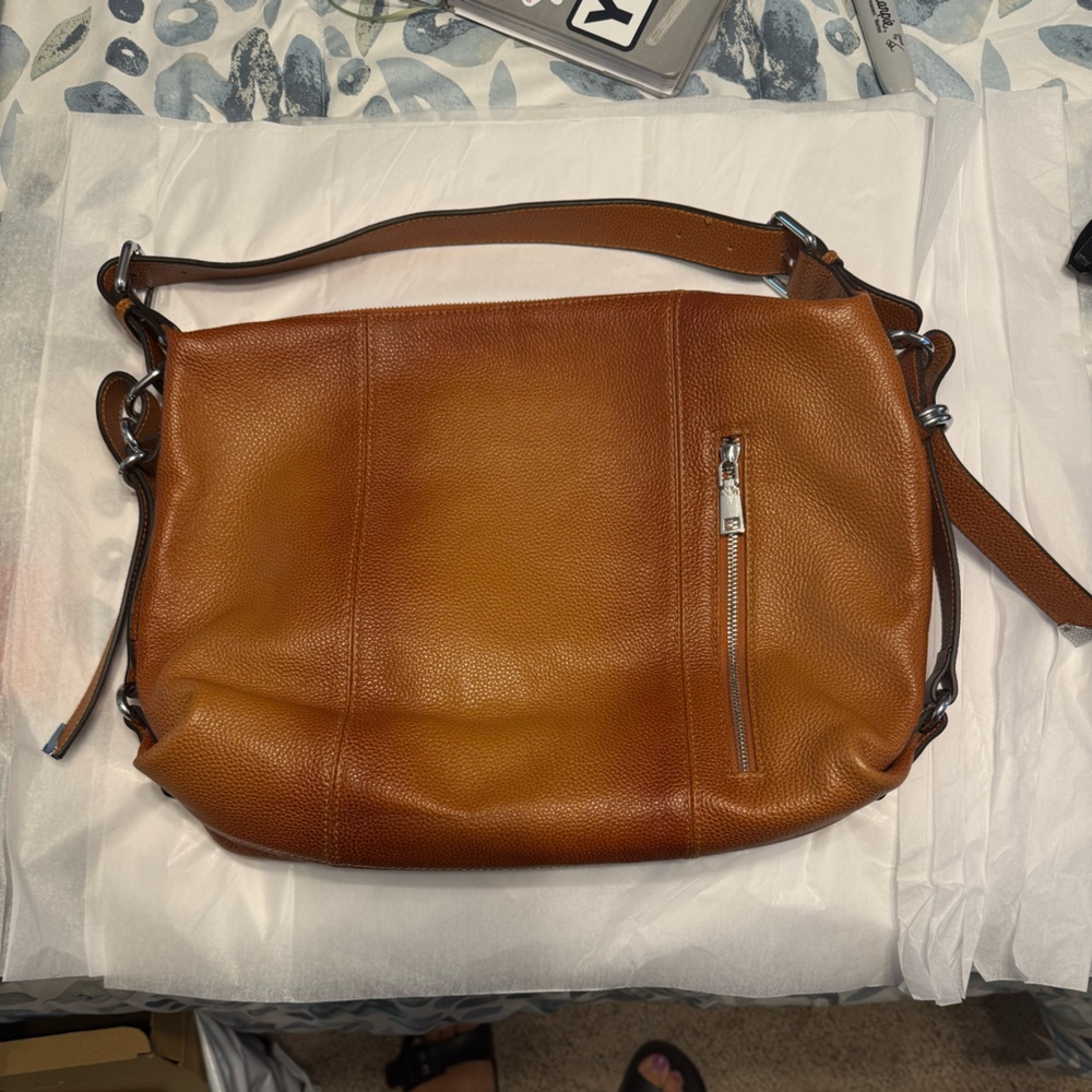 Stylish Tan Leather Shoulder Bag NWOT
